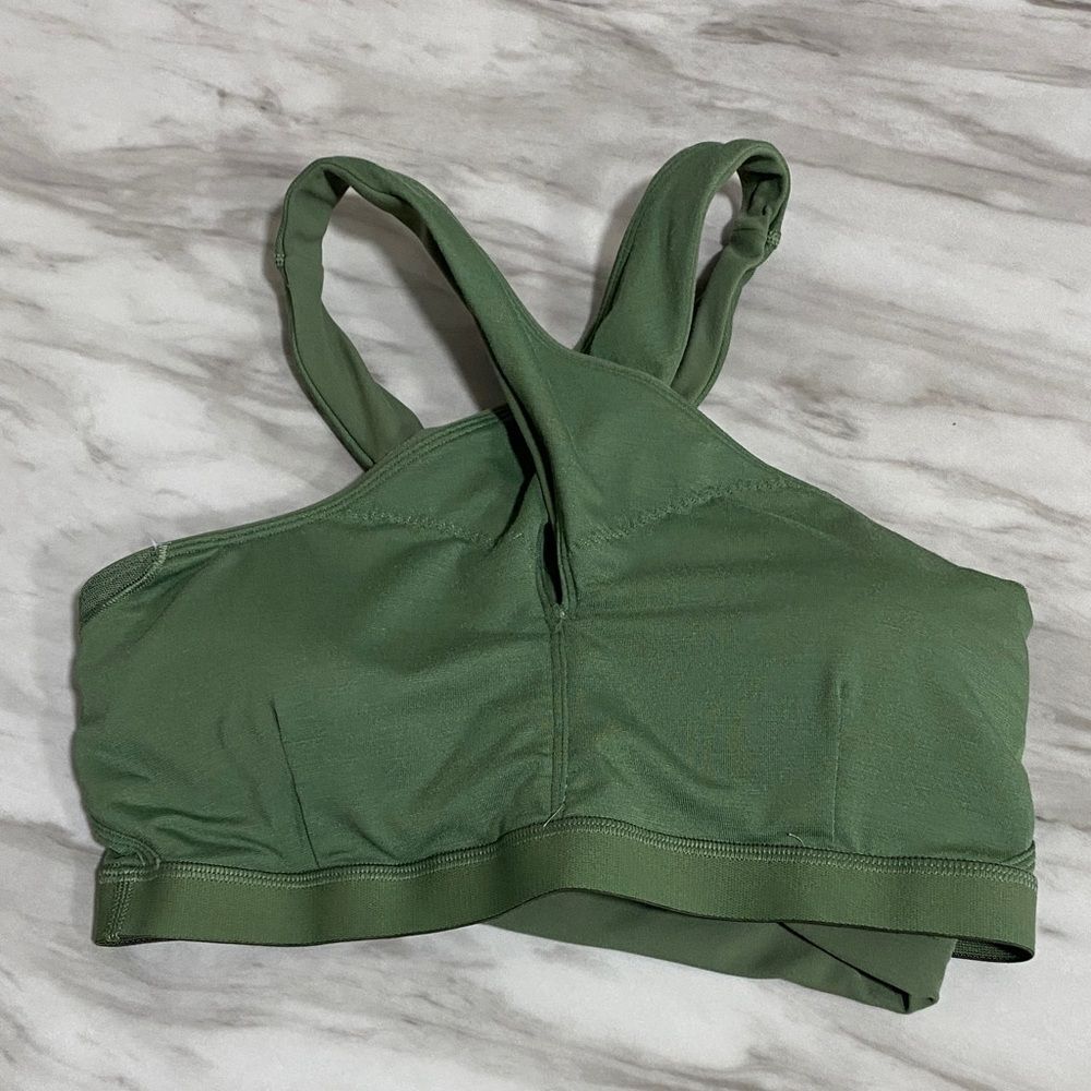 Lululemon Nulu Wrap-Front Longline Bra Green Twill Size 6 Light Support A/B - Picture 10 of 14